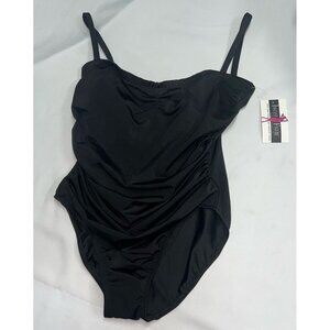 Instantfigure Swimsuit Womens Size 14 Black Slimming One Piece Swimwear Ladies